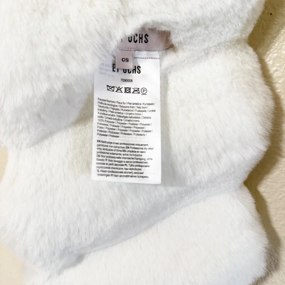 Et Ochs Cushnie Faux Fur Pull-Through Fuzzy Cozy Scarf in White Chinch One Size